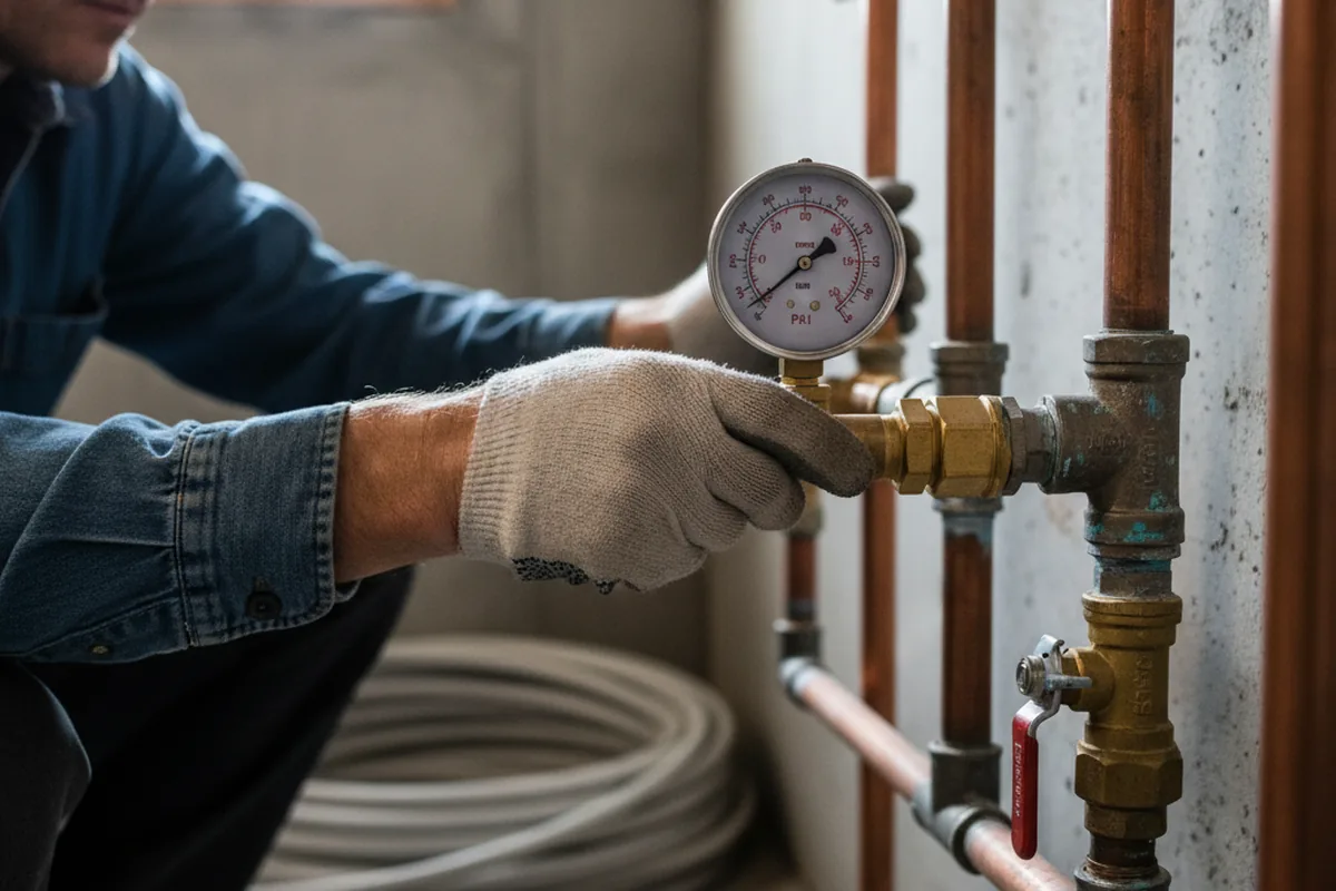 Pressure testing a repaired line during Water Line Repair in Jeffersonton